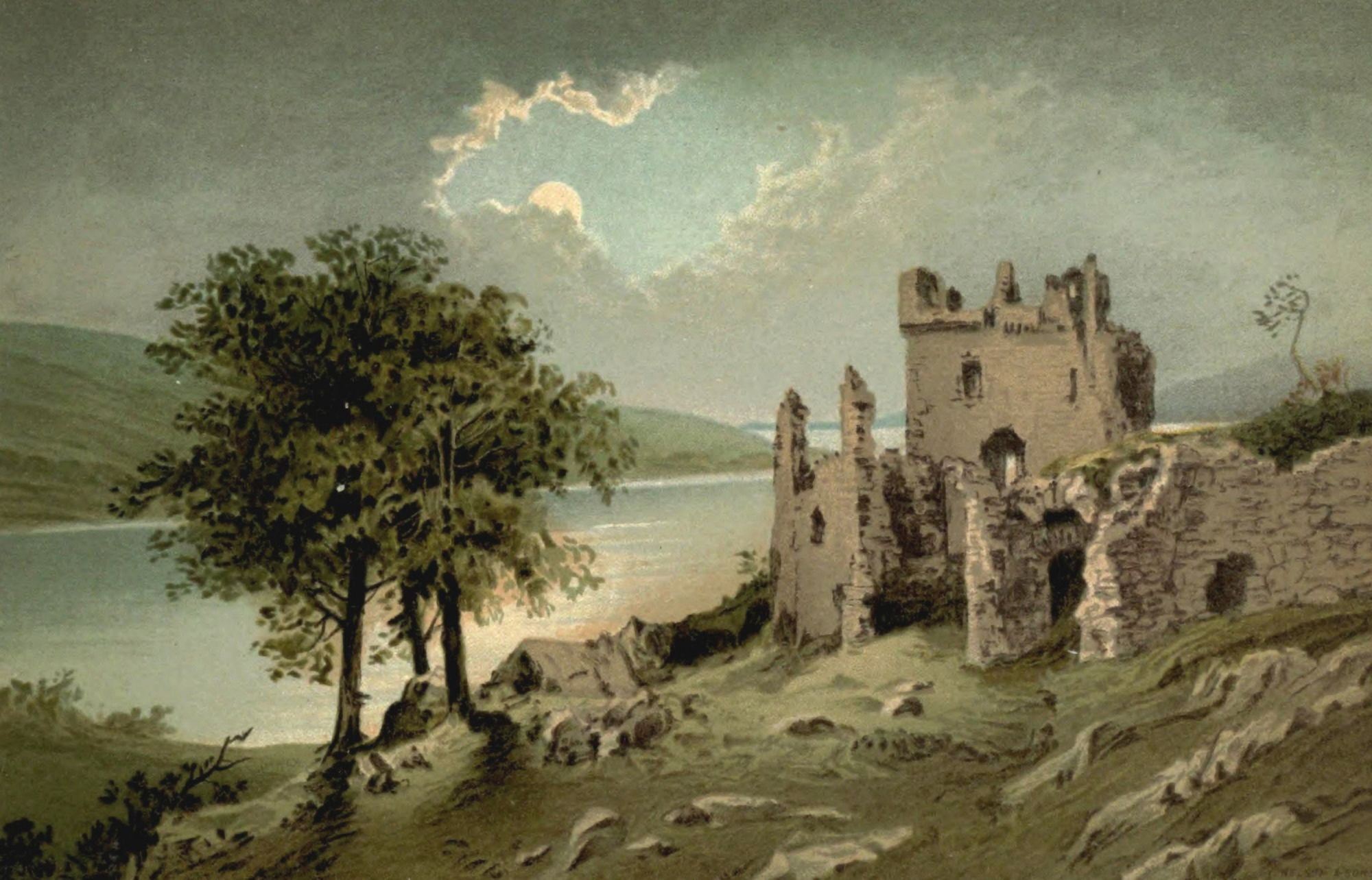 T Nelson & Sons Souvenir of Scotland 1897 Loch Ness Urquhart Castle Canvas Art - T Nelson & Sons (18 x 24)