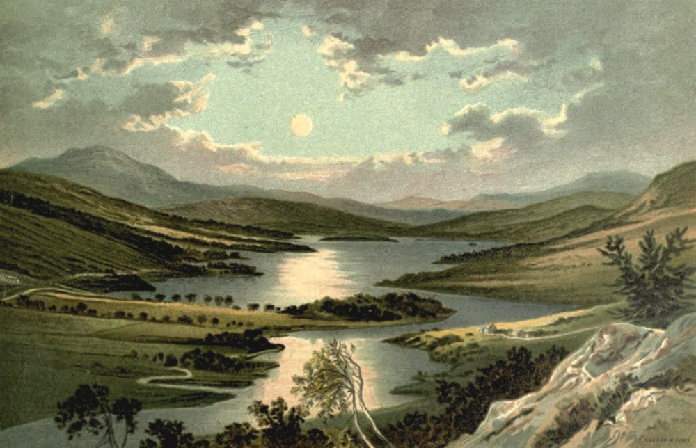 T Nelson & Sons Souvenir of Scotland 1897 Loch Tummel Queens view Canvas Art - T Nelson & Sons (18 x 24)