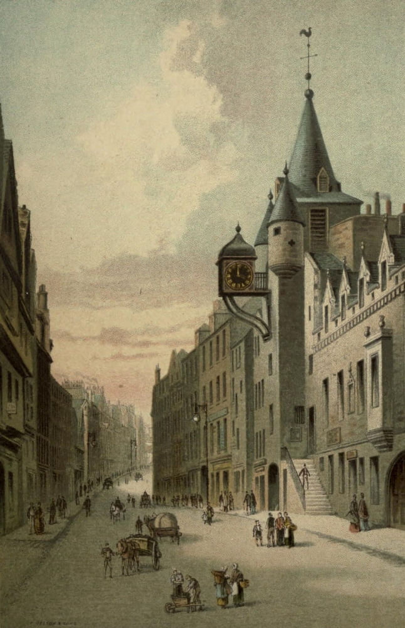 T Nelson & Sons Souvenir of Scotland 1897 Old Tolbooth & Canongate Edinburgh Canvas Art - T Nelson & Sons (18 x 24)