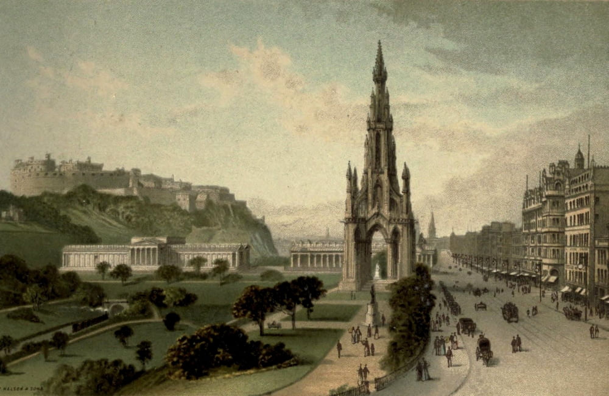 T Nelson & Sons Souvenir of Scotland 1897 Princes St Edinburgh Canvas Art - T Nelson & Sons (18 x 24)