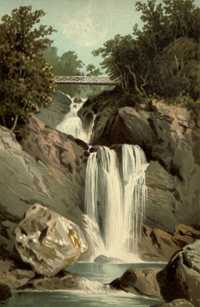 T Nelson & Sons Souvenir of Scotland 1897 Waterfall at Inversnaid Loch Lomond Canvas Art - T Nelson & Sons (18 x 24)
