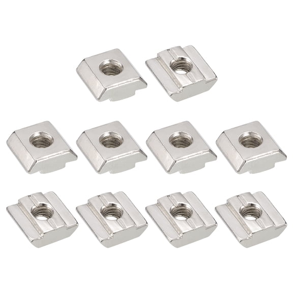 T Nuts, 24pack Nickel Plated Carbon Steel T Slot Bolts, 3030 Series M6 Hammer Head Fastener (Silver)