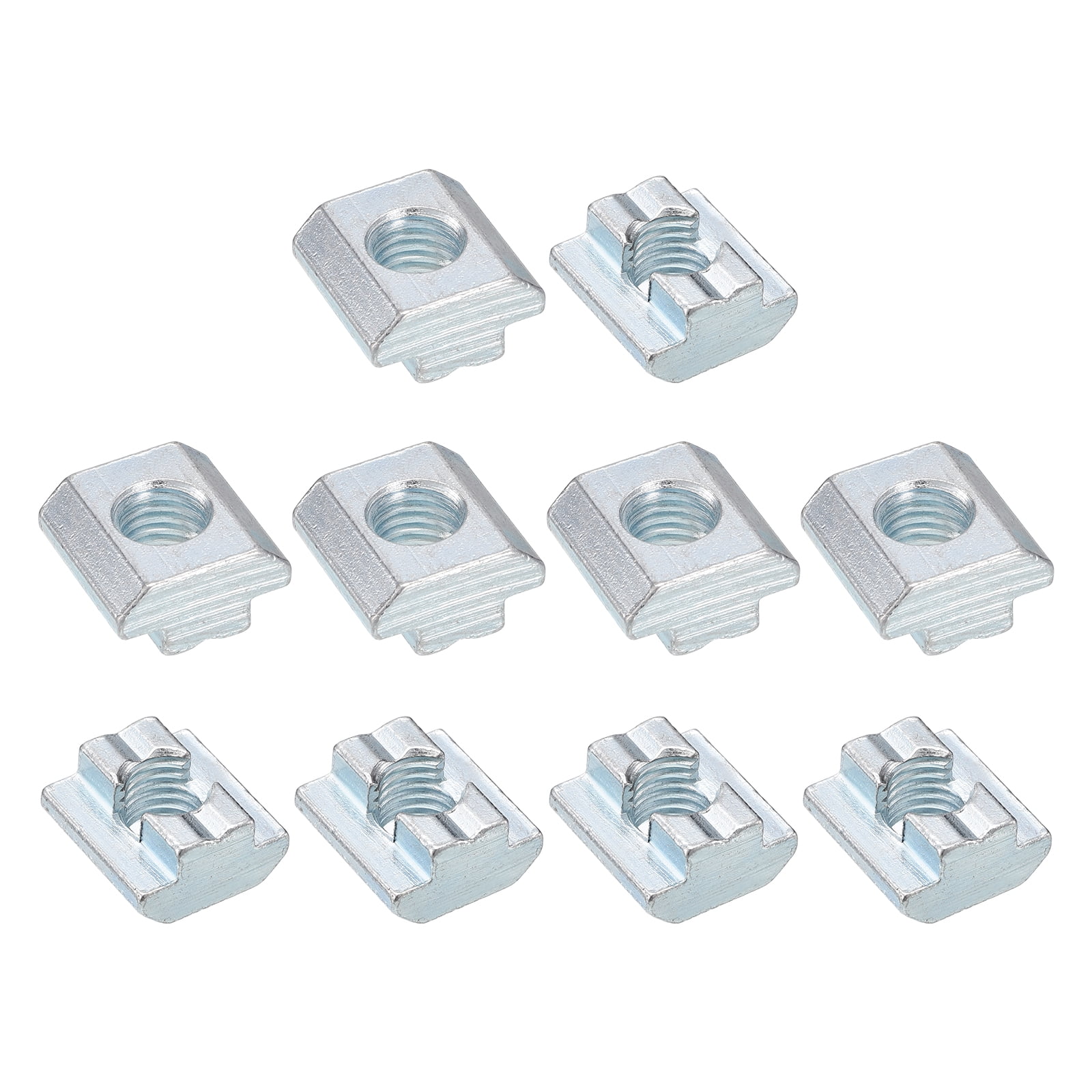 T Nuts, 24pcs - Galvanized Carbon Steel T Slot Bolts, 4545 Series M10 Hammer Head Fastener, Sliding T Nuts for Aluminum Extrusion Profile (Silver)