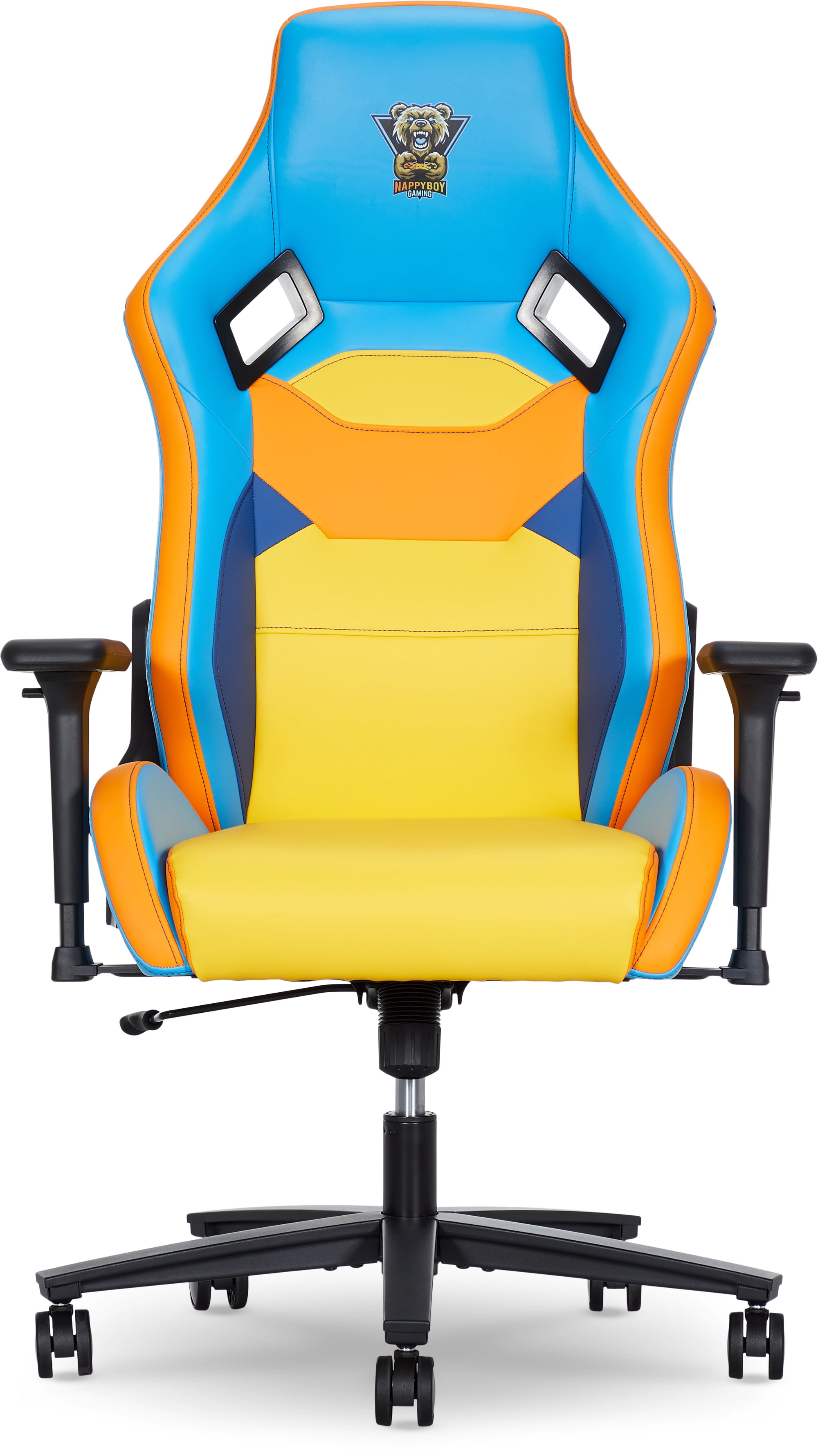T-PAIN Presents Nappy Boy Gaming High-Performance Gaming Chair for Teens and Adults, Nova-Tech Faux Leather, Adjustable 3D Arms, Recline Control, Removable Headrest Pillow,300lb Capacity, Multi-Color
