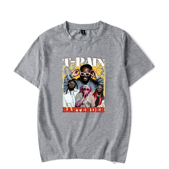 T-Pain 2025 Merch T-shirt Retro Print Round Neck Short Sleeves Unisex Hip Hop Streetwear