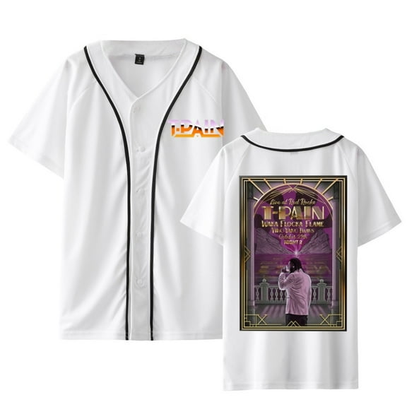 T-Pain 2025 Tour Merch Baseball Jacket Popular Print Short Sleeve Men's And Women's Casual Wear