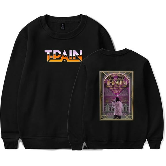 T-Pain 2025 Tour Merch Long Sleeve Trendy Printed Sweatshirt Unisex Fashion Streetwear