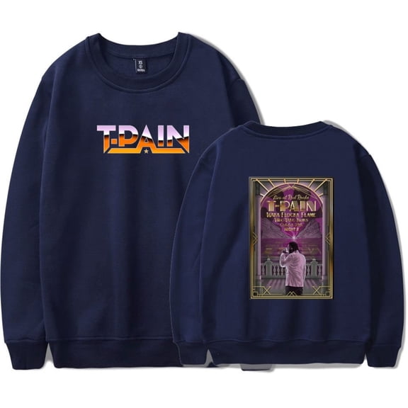 T-Pain 2025 Tour Merch Long Sleeve Trendy Printed Sweatshirt Unisex Fashion Streetwear