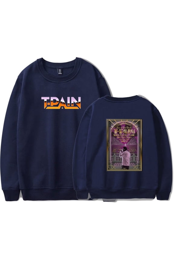 T-Pain 2025 Tour Merch Long Sleeve Trendy Printed Sweatshirt Unisex Fashion Streetwear