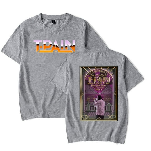 T-Pain 2025 Tour Merch T-shirt Classic Print Crew Neck Short Sleeves Men's And Women's Streetwear