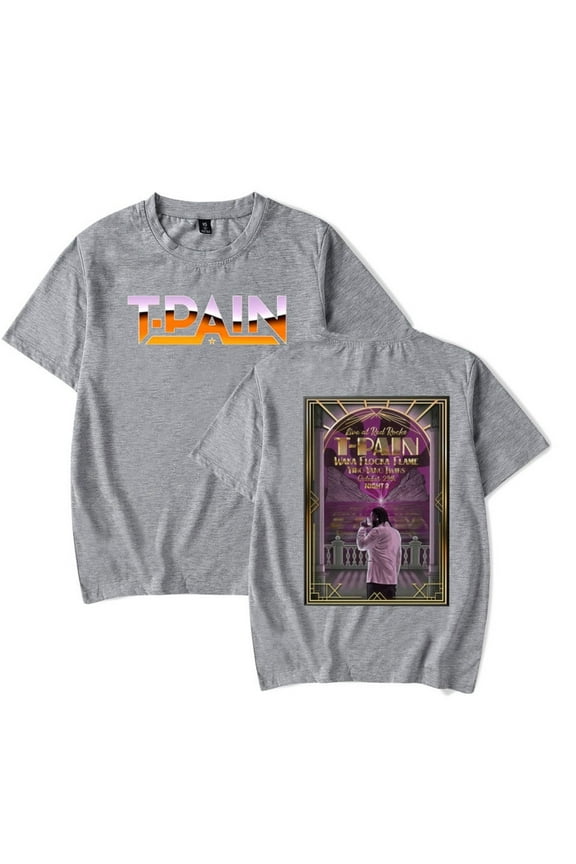 T-Pain 2025 Tour Merch T-shirt Classic Print Crew Neck Short Sleeves Men's And Women's Streetwear