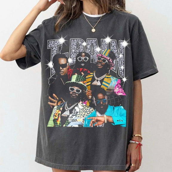 T-Pain Bootleg T-Shirt TPain tour TPain tee Tpain, TPain hiphop shirt,Charcoal Color,Size XL