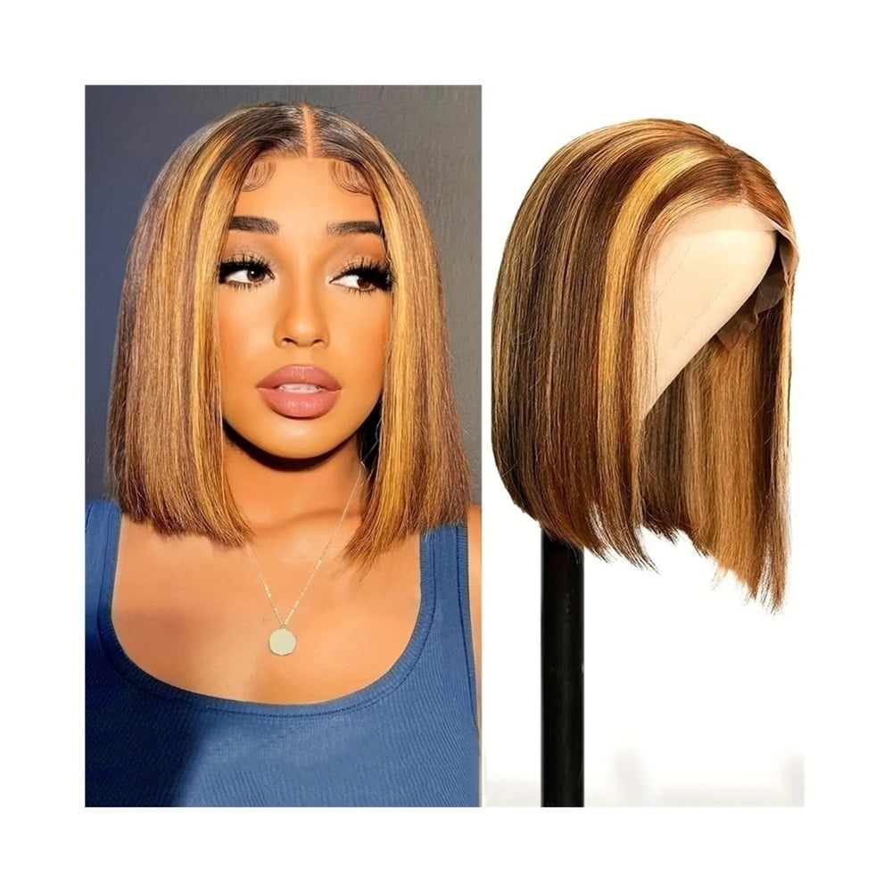 T Part Lace Front Bob Wigs Honey Blonde Straight Short Human Hair Bob Lace Front Wigs Human Hair 180 Density