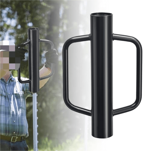 T Post Driver 12 LB, Fence Post Driver with Handles, Heavy Duty Metal Post Pounder for Wooden Posts U-Channels, 17 inch Steel Pile Driver for Farm Garden Orchard, Easy Use Fence Post Digger
