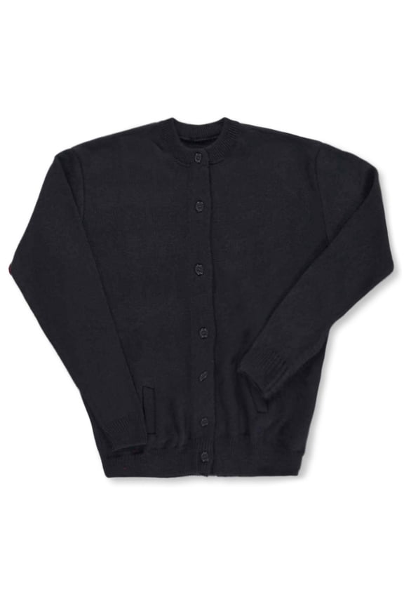 T.Q Knits Girls' L/S Solid Cardigan Color: navy Size: 7 - 8