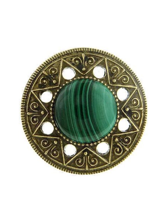 Aztec Mandala Gemstone Green Malachite Ring Size 8