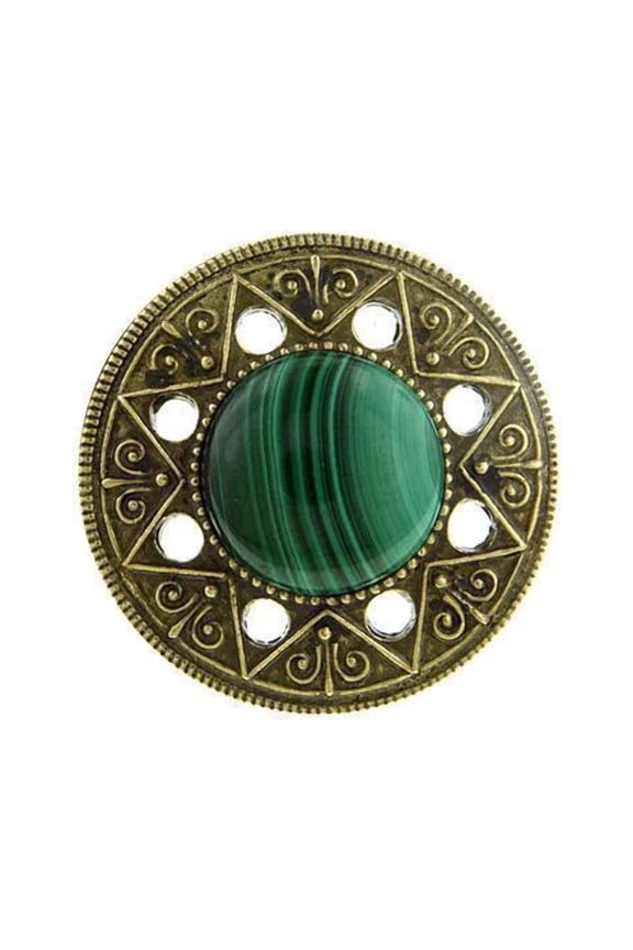 Aztec Mandala Gemstone Green Malachite Ring Size 8