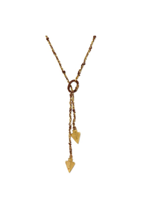 Double Arrowhead Wrapped Lariat Necklace 42