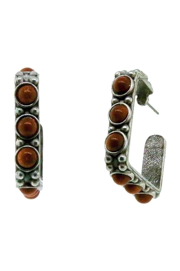 Pewter Genuine Sandstone Square Earrings