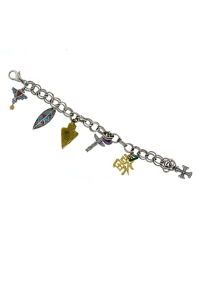 Pewter Multi Charm Chain Bracelet