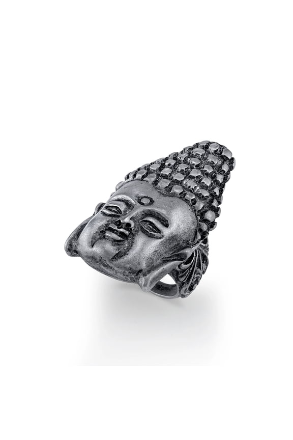 Pewter-Tone Buddha Head Ring