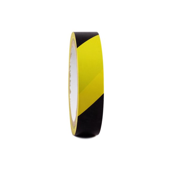 T.R.U. SST-618C Black & Yellow Hazard Warning Safety Stripe Tape: 1" in. Wide x 18 yds.