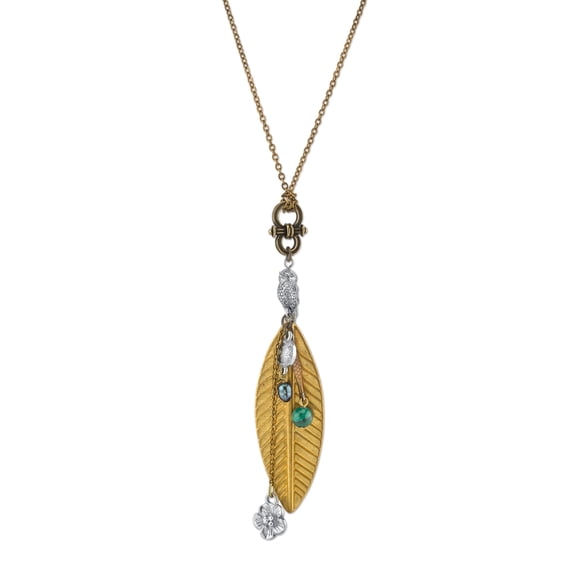T.R.U. Talisman Of Kindness Bird, Flower, Leaf And Gemstone Beads Pendant Necklace 30
