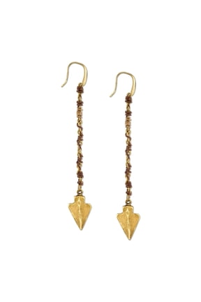 Walnut Brown Wrapped Linear Arrowhead Earrings