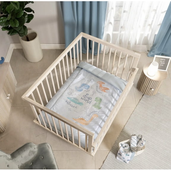 T-REX DINOSAURS BABY BOYS REVERSIBLE CRIB BEDDING NURSERY SET 3 PCS MADE IN MEXICO