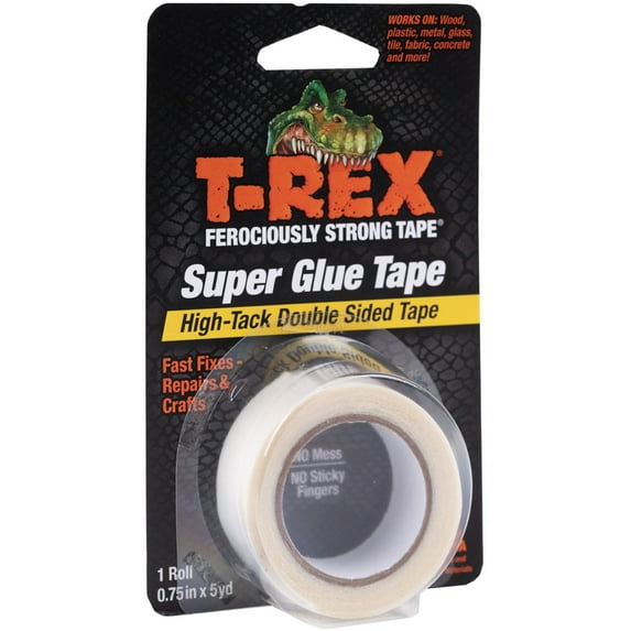 T-REX Double-Sided Super Glue Tape, High-Tack Acrylic Adhesive, 1 Each, White