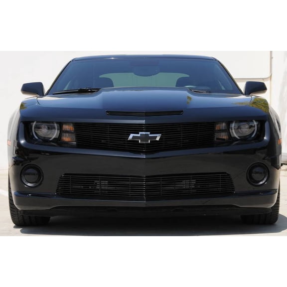 2010-2013 Camaro Billet Bumper Grille, Black, 1 Pc, Overlay, V8 - PN #25028B