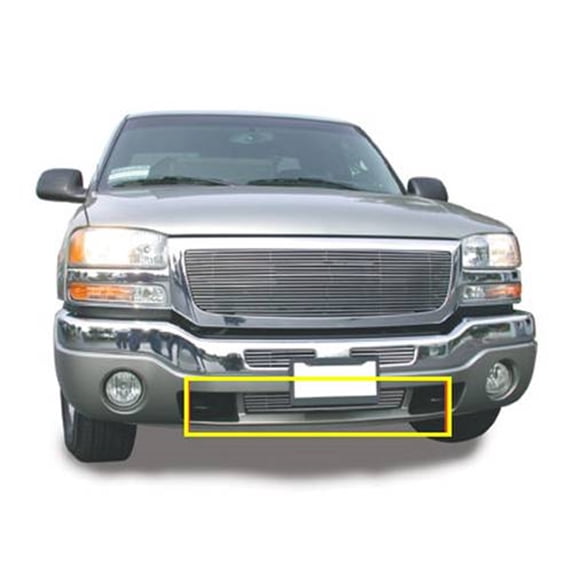 2003-2006 Sierra, 07 Classic Billet Bumper Grille, Polished, 1 Pc, Bolt-On, Between Tow Hooks - PN #25202