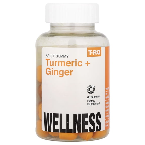 T-RQ Adult Gummy, Turmeric + Ginger, Mango, 60 Gummies