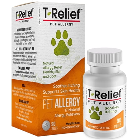 T-Relief Pet Allergy Support for Dogs & Cats- Itchy Relief - Supports Healthy Skin & Coat Natural Medicine - 90 Tablets
