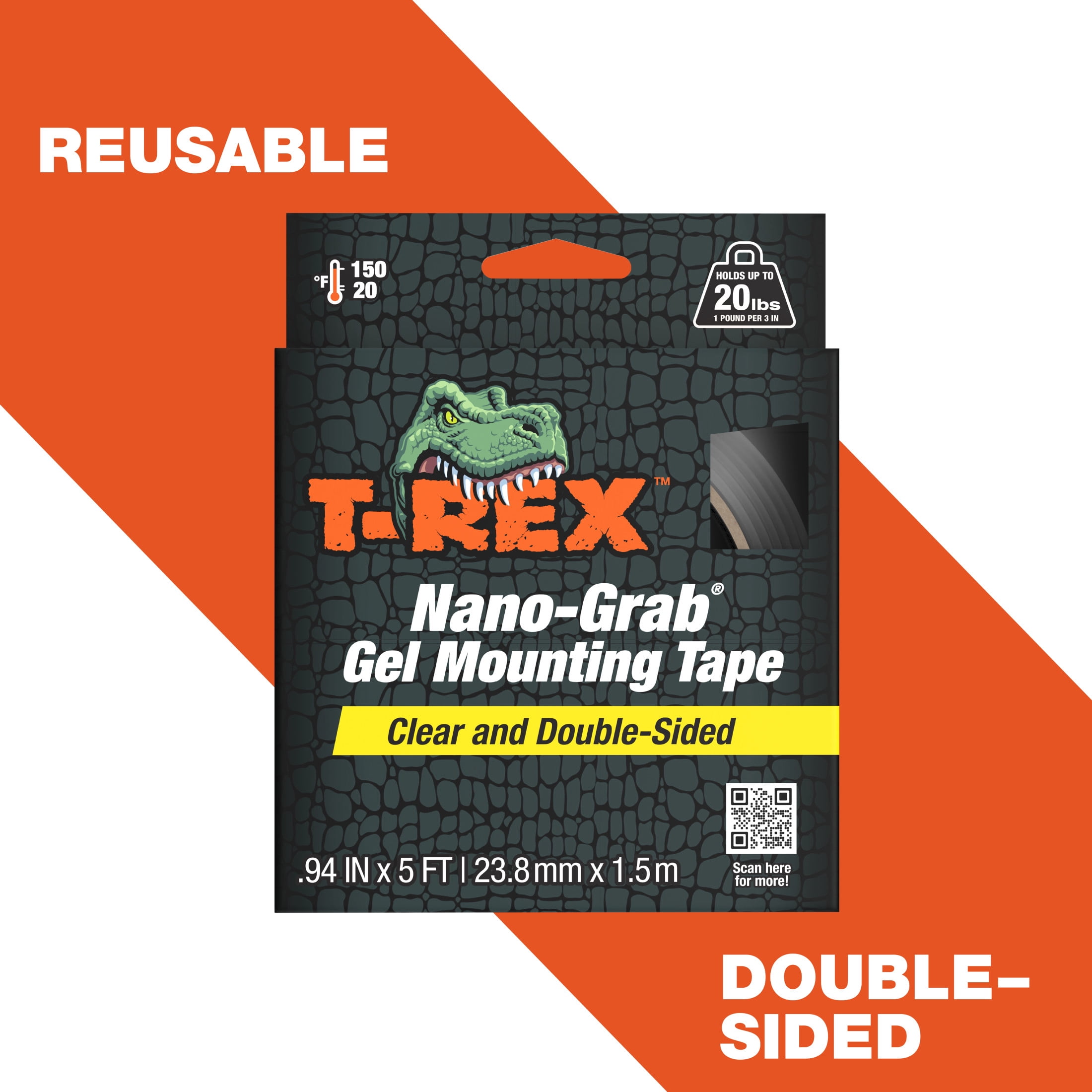 T-Rex .94 in. x 5 ft. Nano Grab Gel Mounting Tape, 1 Pack