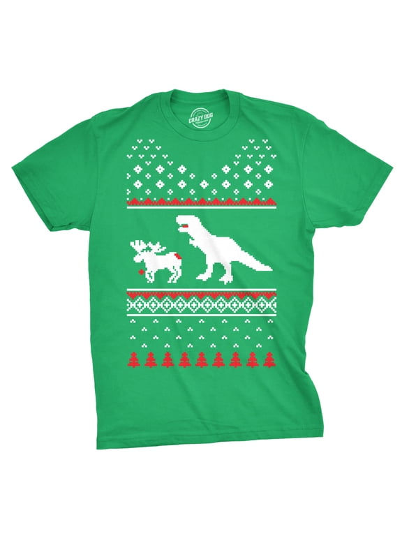 T-Rex Attack Moose Ugly Sweater Sarcastic T Shirt Funny Christmas Gift Sarcasm Graphic Tees