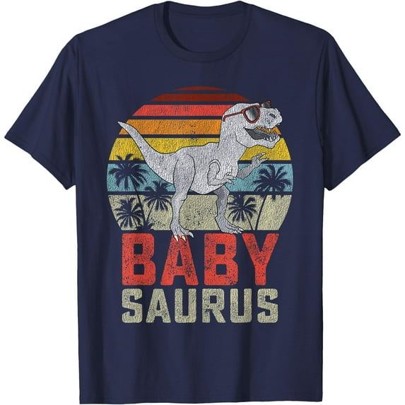 T-Rex Babysaurus Dinosaur Baby Saurus Family Matching Unisex T-Shirt for Men Women Kids,Navy Color,Size 3T