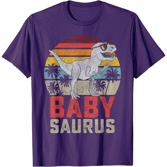 T-Rex Babysaurus Dinosaur Baby Saurus Family Matching Unisex T-Shirt for Men Women Kids,Purple Color,Size YM