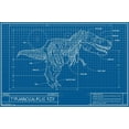 thumbnail image 1 of T-Rex - Blueprint Illustration Wall Poster, 14.725" x 22.375", 1 of 3
