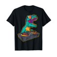 thumbnail image 1 of T Rex DJ Party Club Disk Jockey Gift Shirt EDM Dance Club Black T-Shirt, 1 of 5