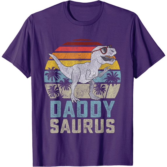 T-Rex Daddysaurus Dinosaur Daddy Saurus Family Matching Unisex T-Shirt for Men Women,Purple Color,Size XL
