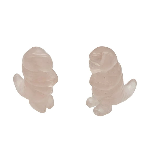 T-Rex Dinosaur 2 Rose Quartz Tyrannosaurus Rex Animal Beads | 20x18x8mm | Pink | 2 Beads