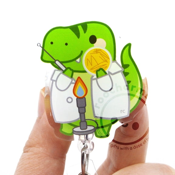 T-Rex Dinosaur Badge Reel for Medical Laboratory Scientists, Lab Techs, Microbiologists, Biology Major, Students, Teachers MLS MLT roocharms