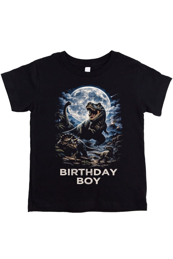 T-Rex Dinosaur Birthday Boy Shirt Matching Family Party Tees for Boys, Mom & Dad - Sold Individually Black Shirt 4T