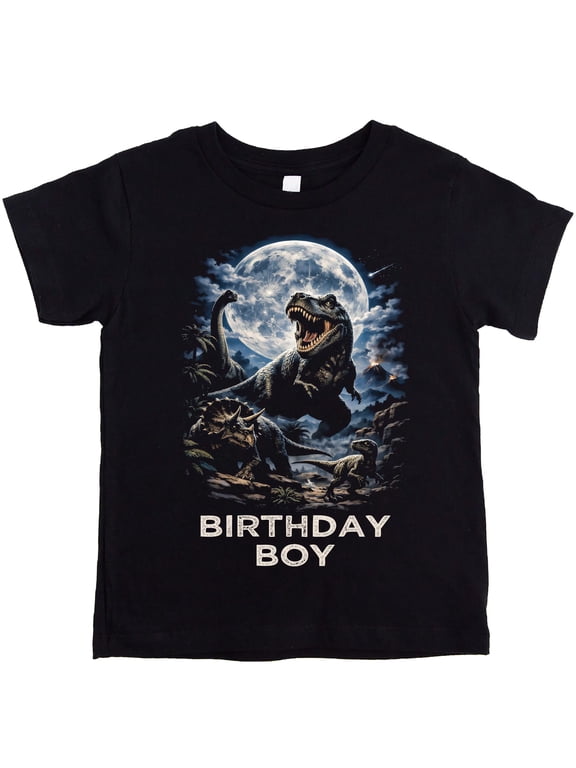 T-Rex Dinosaur Birthday Boy Shirt Matching Family Party Tees for Boys, Mom & Dad - Sold Individually Black Shirt 4T