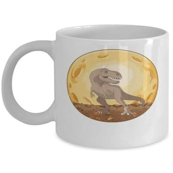 T-Rex Dinosaur Coffee Mug - Whimsical Space Theme - Ceramic Gift Cup