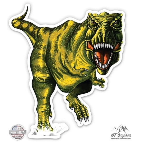T-Rex Dinosaur Fierce - 3" Vinyl Sticker - For Car Laptop I-Pad Phone Helmet Hard Hat - Waterproof Decal