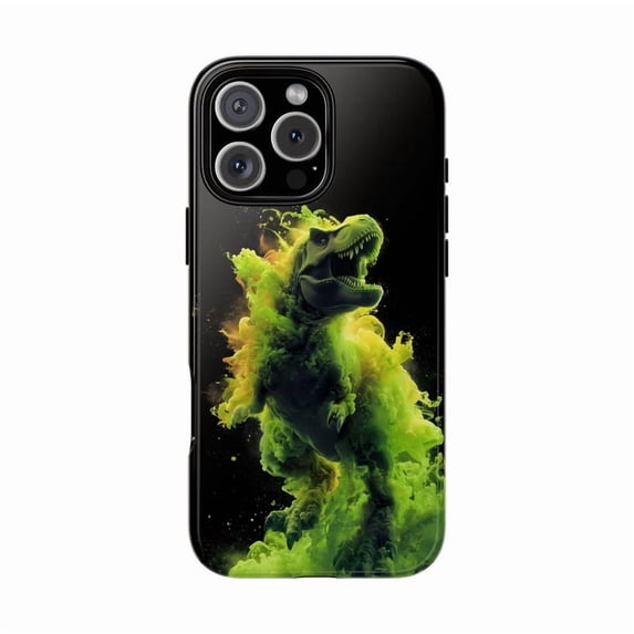 T-Rex Dinosaur Green Smoke Tyrannosaurus Rex Dino Illustration Phone Case with iPhone 11 to 17 Pro Max