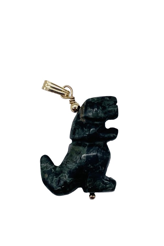 T-Rex Dinosaur Kambaba Jasper 14K Gold Filled Pendant