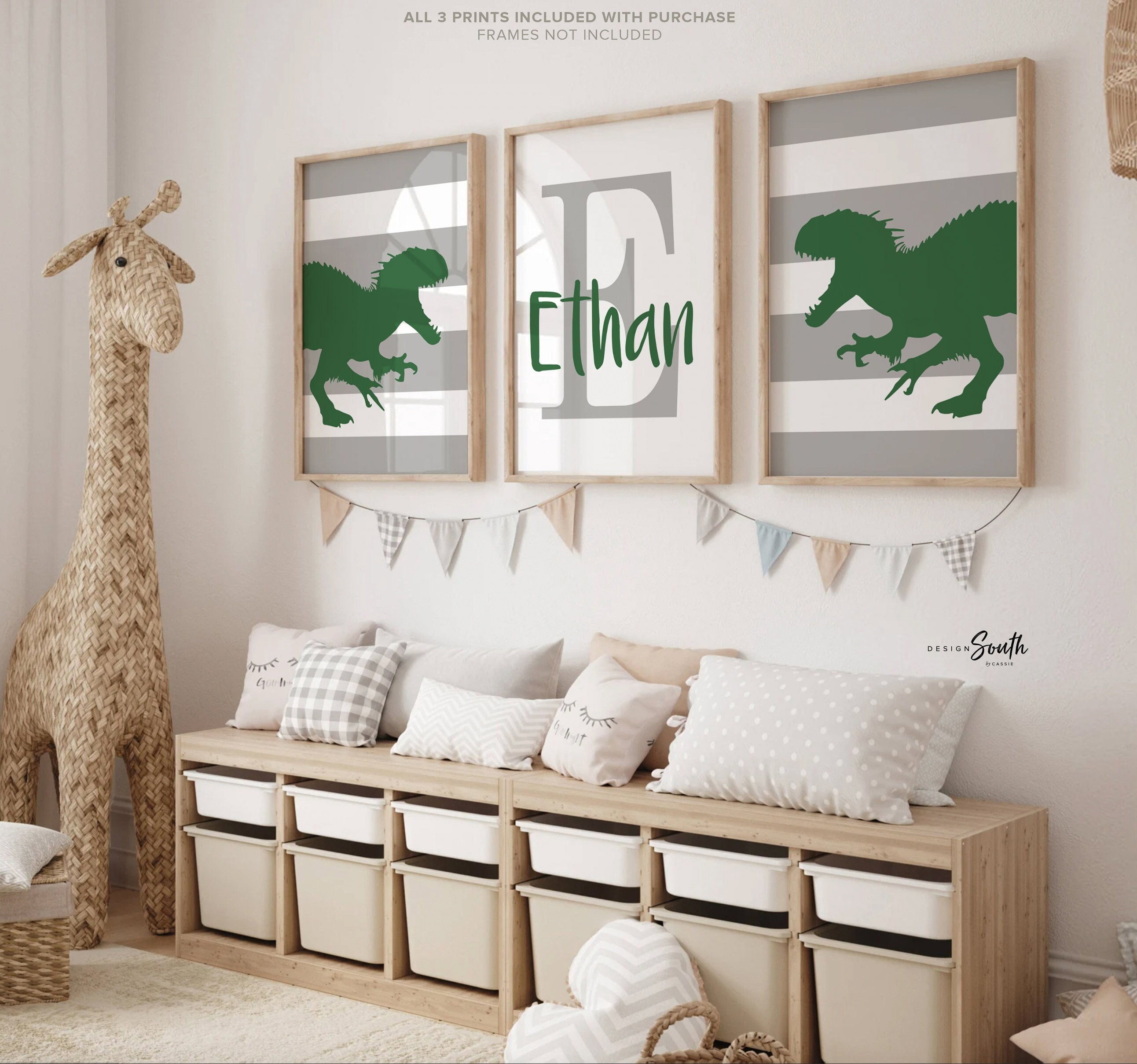 T Rex Dinosaur Nursery Poster, Set 3, Poster Only - Walmart.com